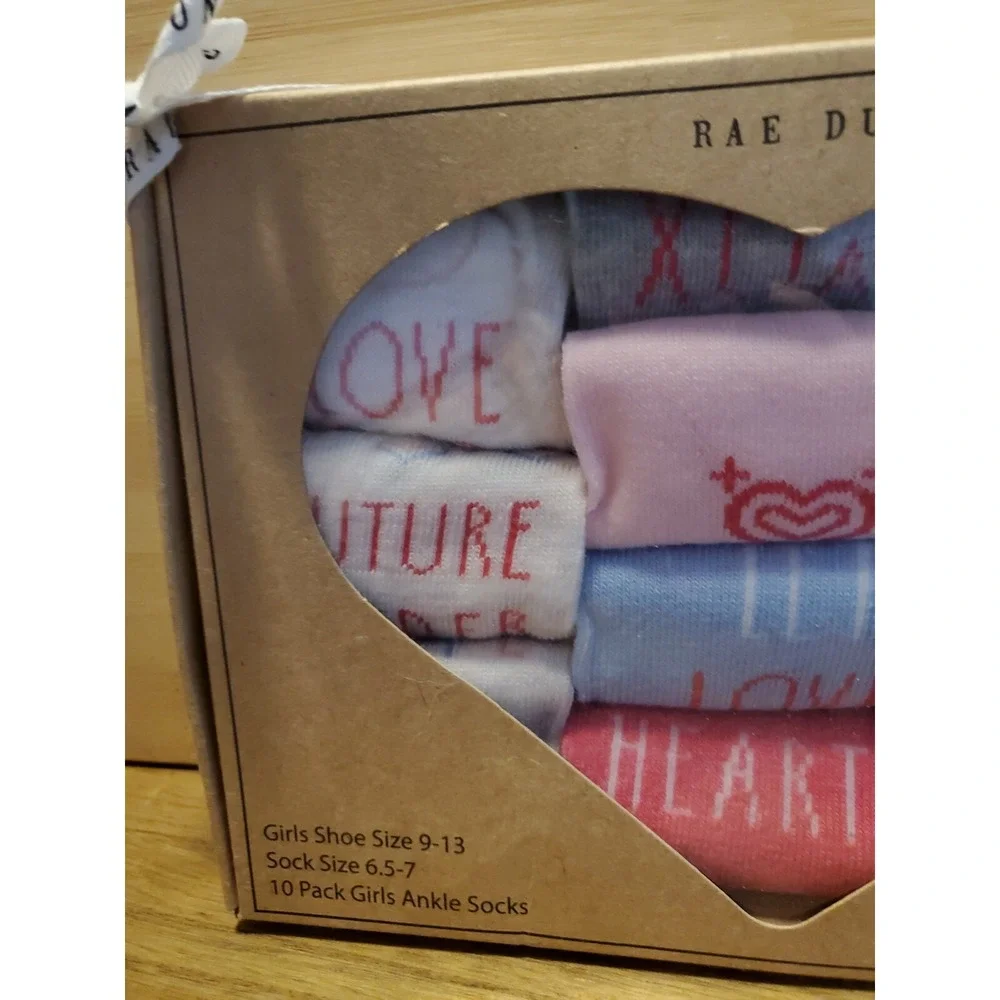 New Rae Dunn Girls Ankle Socks Pack of 10 Sock‎ Size 6.5-7 Shoe 9-13 Multicolor